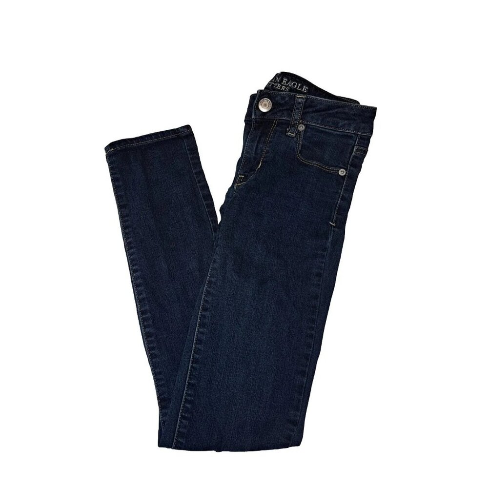 American Eagle Womens Size 00 Jeans Blue Skinny Super Stretch Jegging 24x28